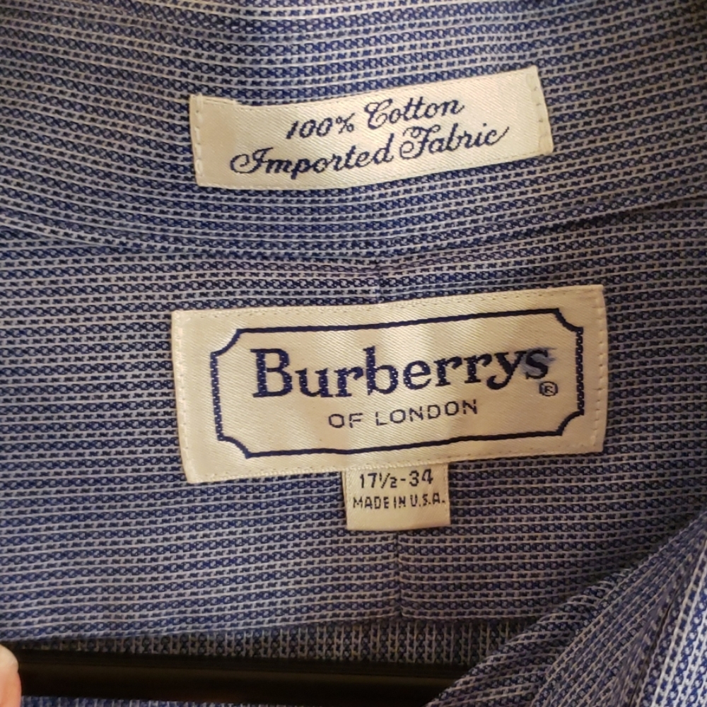 Burberry Blue Pinstriped Dress Shirt